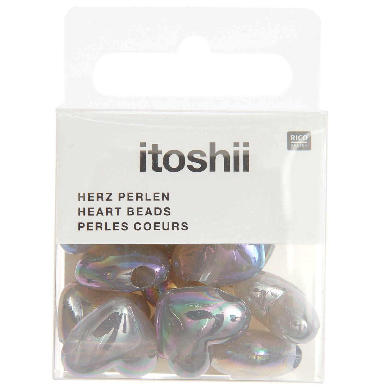 Kunststoff-Perlen, Herz holographisch, 17 x 15 x 9 mm, 12 Stk, Grau Bild 2