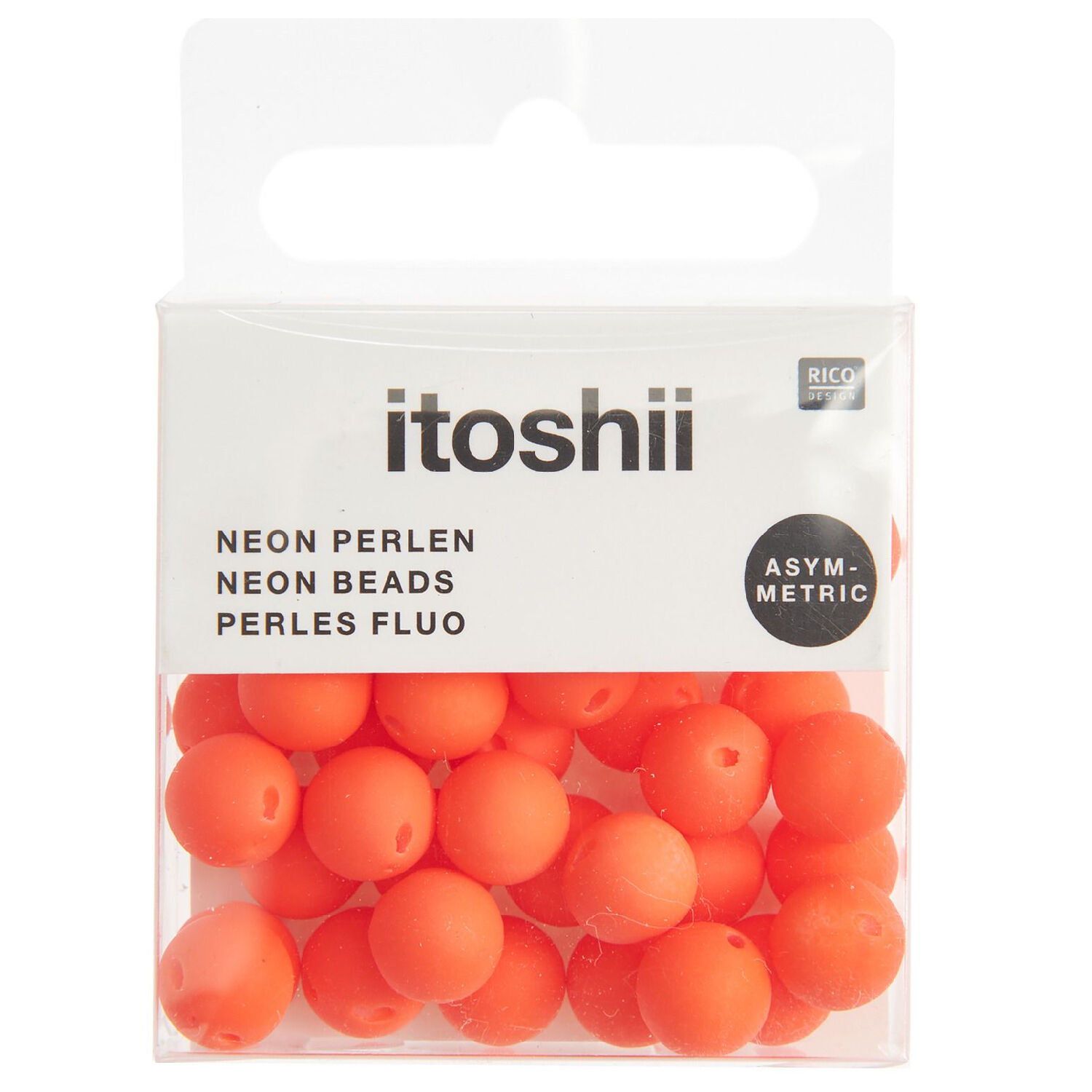 Kunststoff-Perlen, Itoshii, Neon, rund-asymmetrisch, 8 mm, 40 Stk, Neon Orange Bild 2