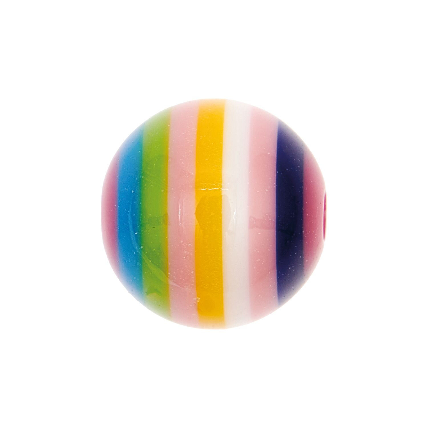Kunststoff-Perle, Itoshii, rund, gestreift, 15 mm, 1 Stk, Rosa Mix