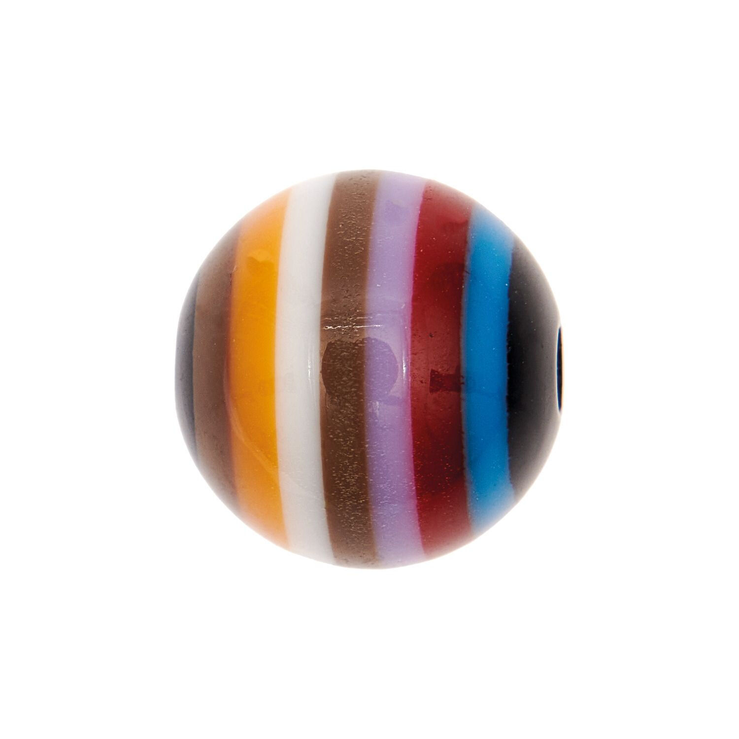 Kunststoff-Perle, Itoshii, rund, gestreift, 15 mm, 1 Stk, Lila Mix