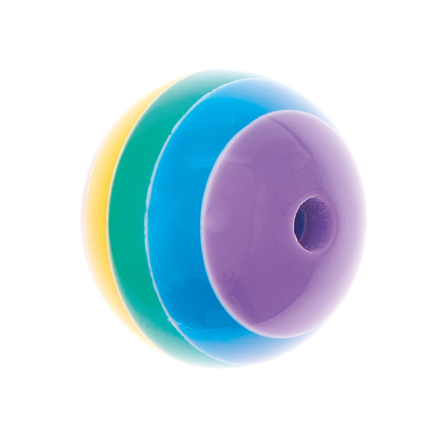 Kunststoff-Perle, Itoshii, rund, gestreift, 18 mm, 1 Stk, Regenbogen Bild 2