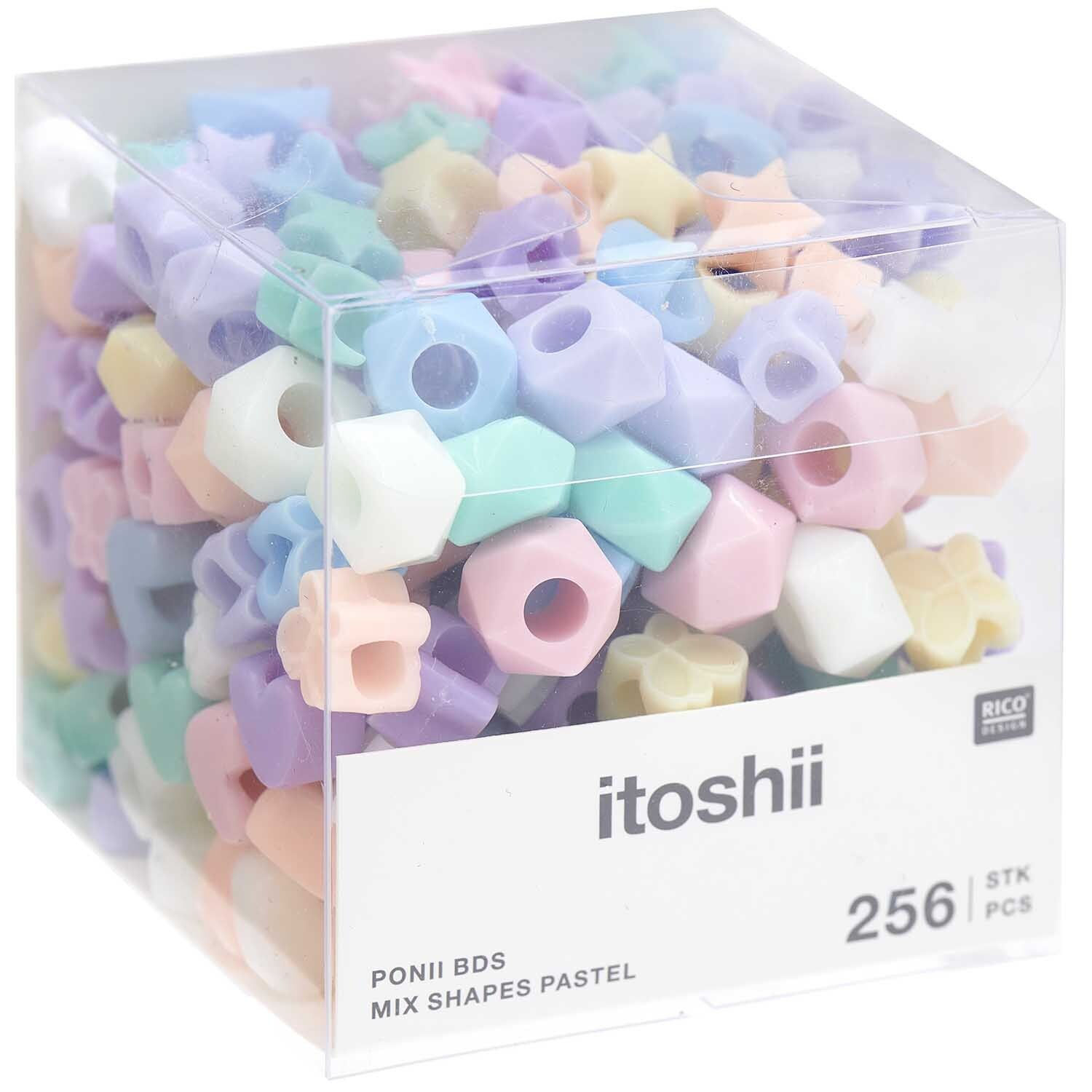 Kunststoff Groloch-Perlen, Itoshii Ponii, 9 x 6 mm, 256 Stk, Formmix Pastell Bild 3