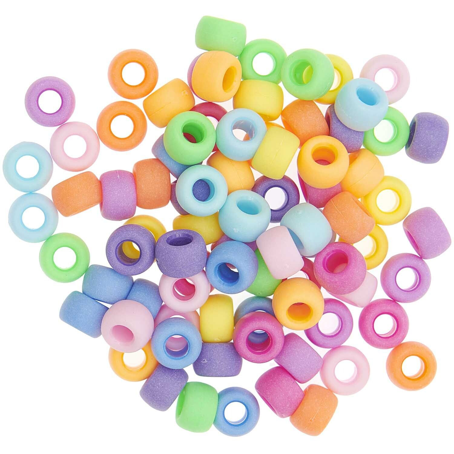 Kunststoff Groloch-Perlen, Itoshii Ponii, rund, 9 x 6 mm, 80 Stk, Matt Mix Bild 2