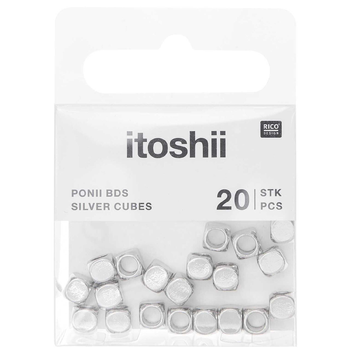 Metall Groloch-Perlen, Itoshii Ponii, Wrfel, 5 x 5 mm, 20 Stk, Silber Bild 4