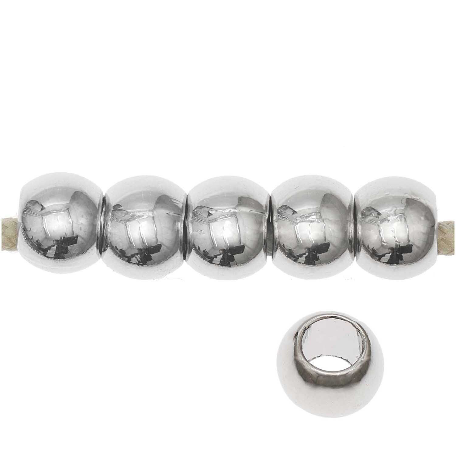 Metall Groloch-Perlen, Itoshii Ponii, Perle, 9 x 7 mm, 20 Stk, Silber Bild 2
