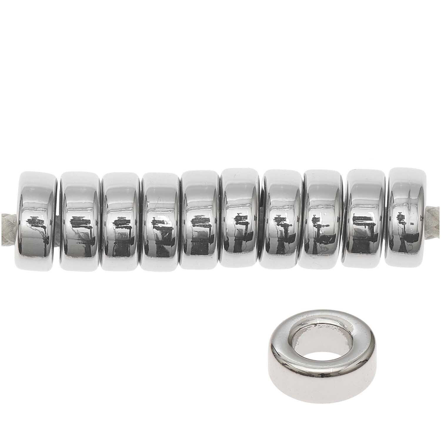 Metall Groloch-Perlen, Itoshii Ponii, Ring, 9 x 3,5 mm, 10 Stk, Silber Bild 2