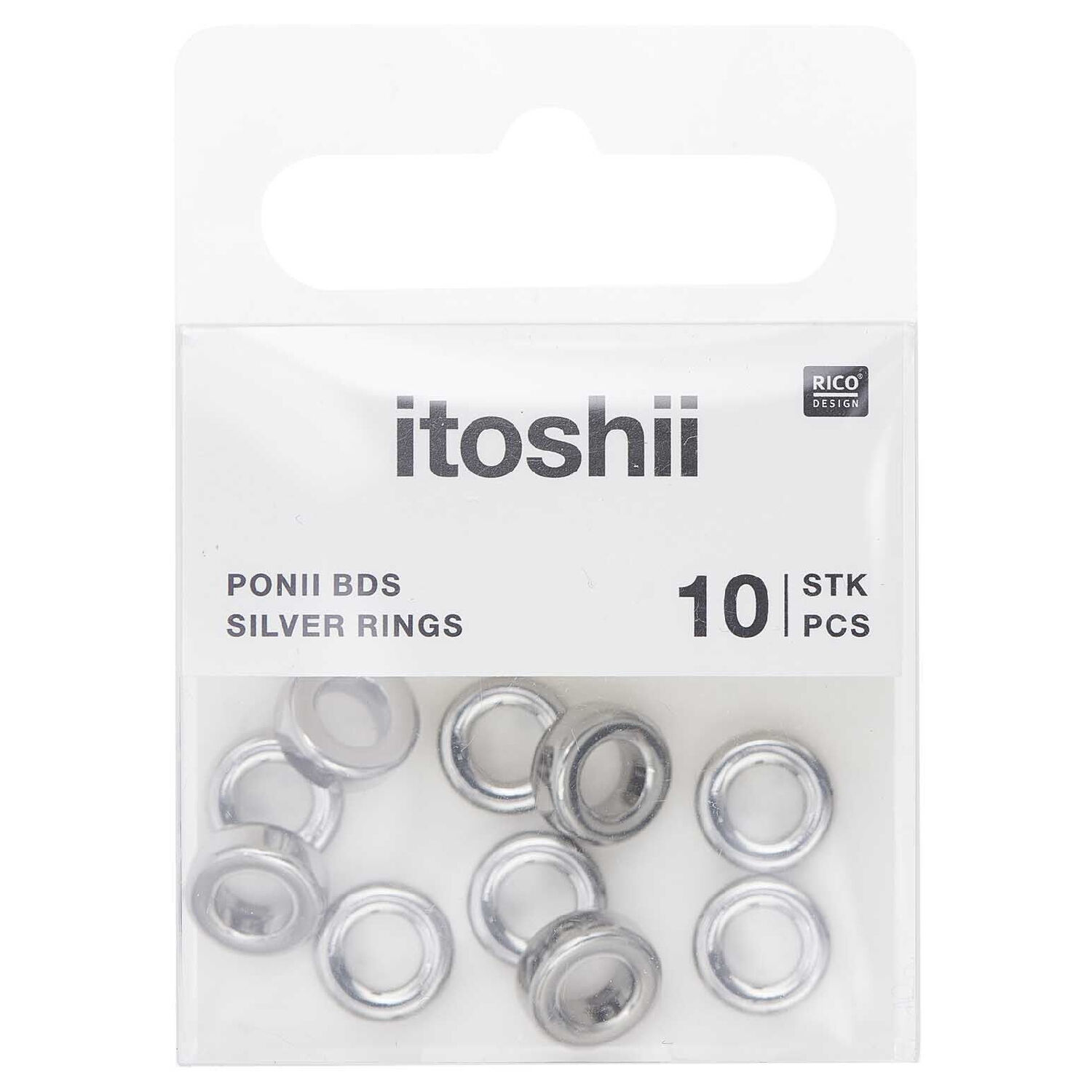 Metall Groloch-Perlen, Itoshii Ponii, Ring, 9 x 3,5 mm, 10 Stk, Silber Bild 4
