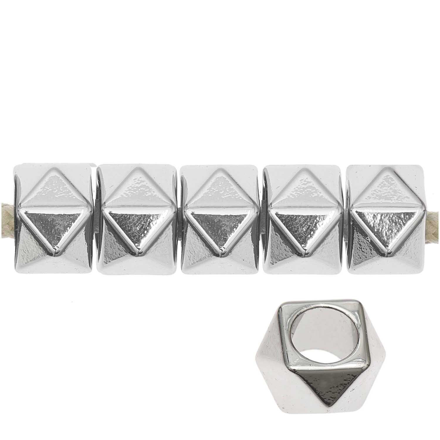 Metall Groloch-Perlen, Itoshii Ponii, Polygon, 11 x 7 mm, 10 Stk, Silber Bild 2