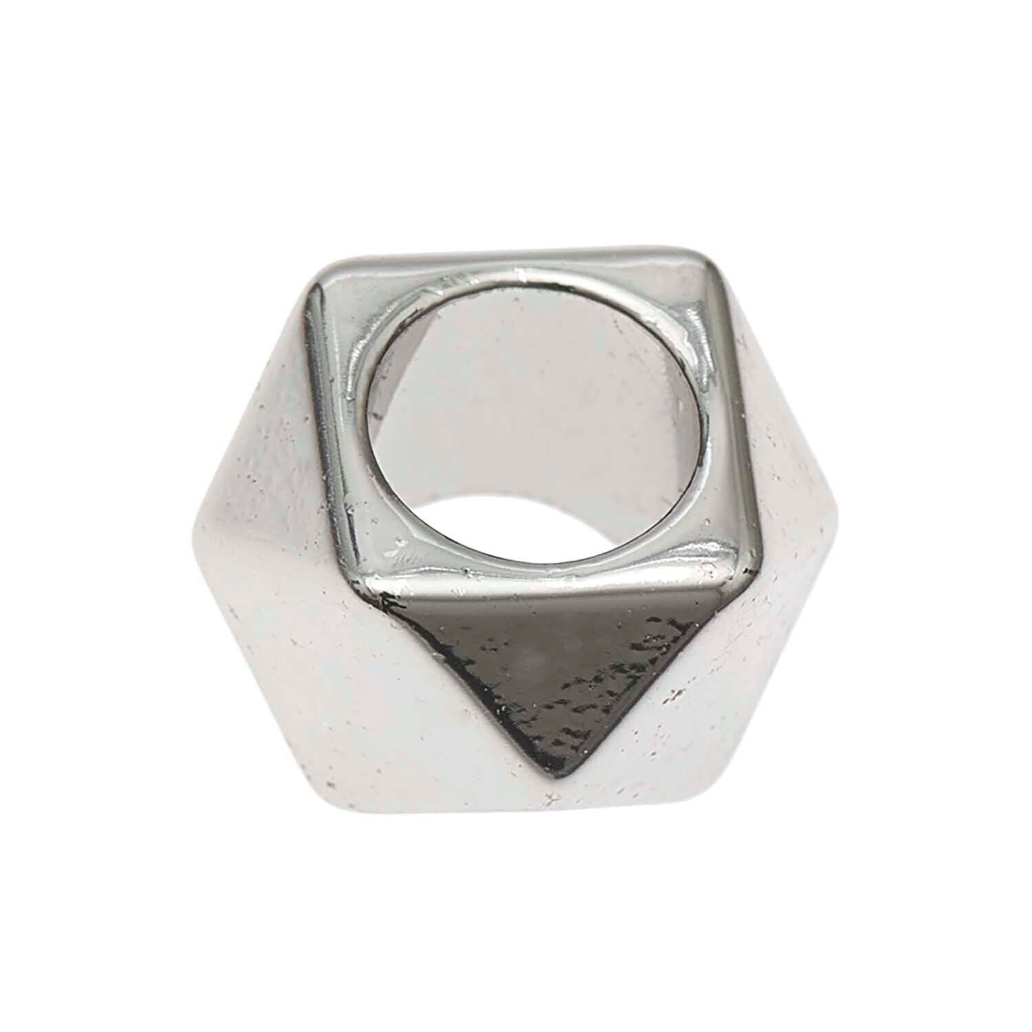 Metall Groloch-Perlen, Itoshii Ponii, Polygon, 11 x 7 mm, 10 Stk, Silber Bild 3