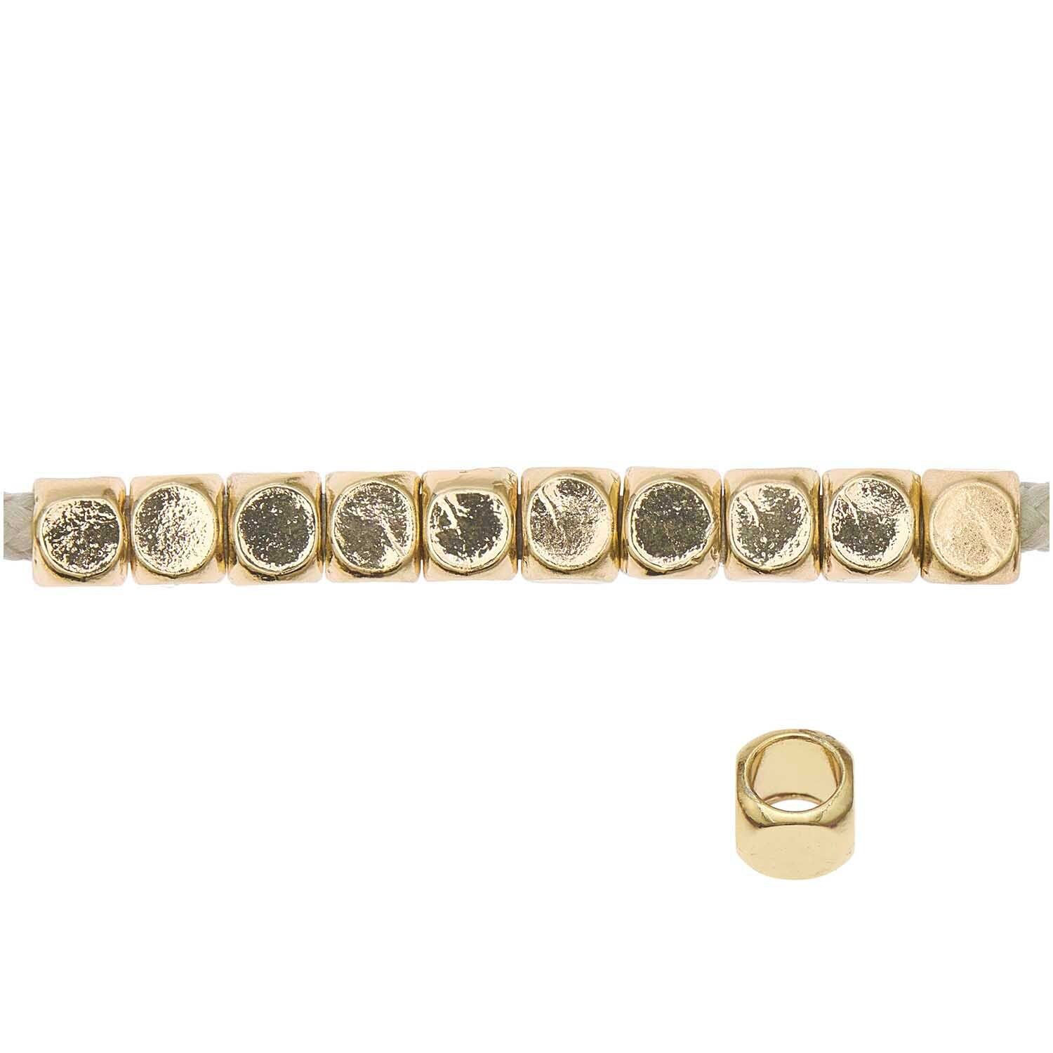 Metall Groloch-Perlen, Itoshii Ponii, Wrfel, 5 x 5 mm, 20 Stk, Gold Bild 2