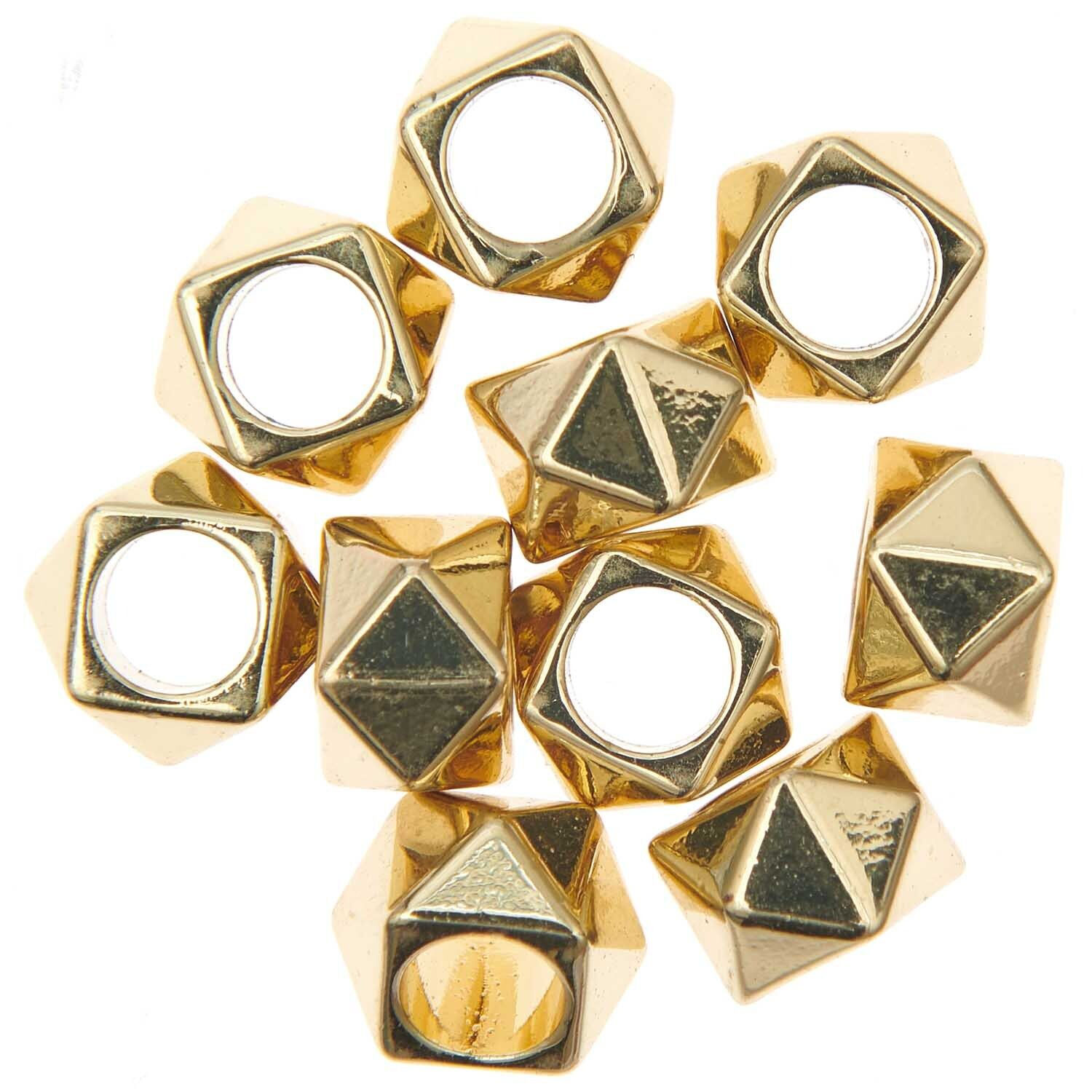Metall Groloch-Perlen, Itoshii Ponii, Polygon, 11 x 7 mm, 10 Stk, Gold
