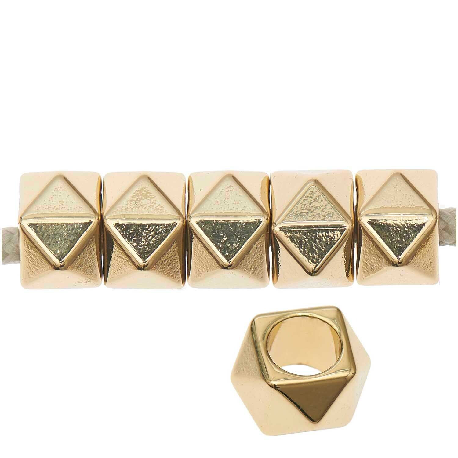 Metall Groloch-Perlen, Itoshii Ponii, Polygon, 11 x 7 mm, 10 Stk, Gold Bild 2