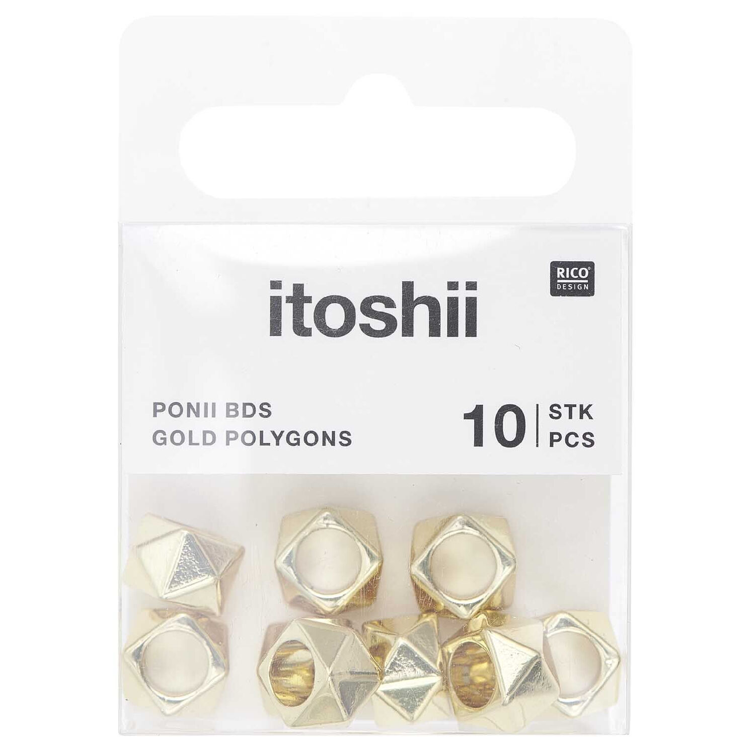 Metall Groloch-Perlen, Itoshii Ponii, Polygon, 11 x 7 mm, 10 Stk, Gold Bild 4