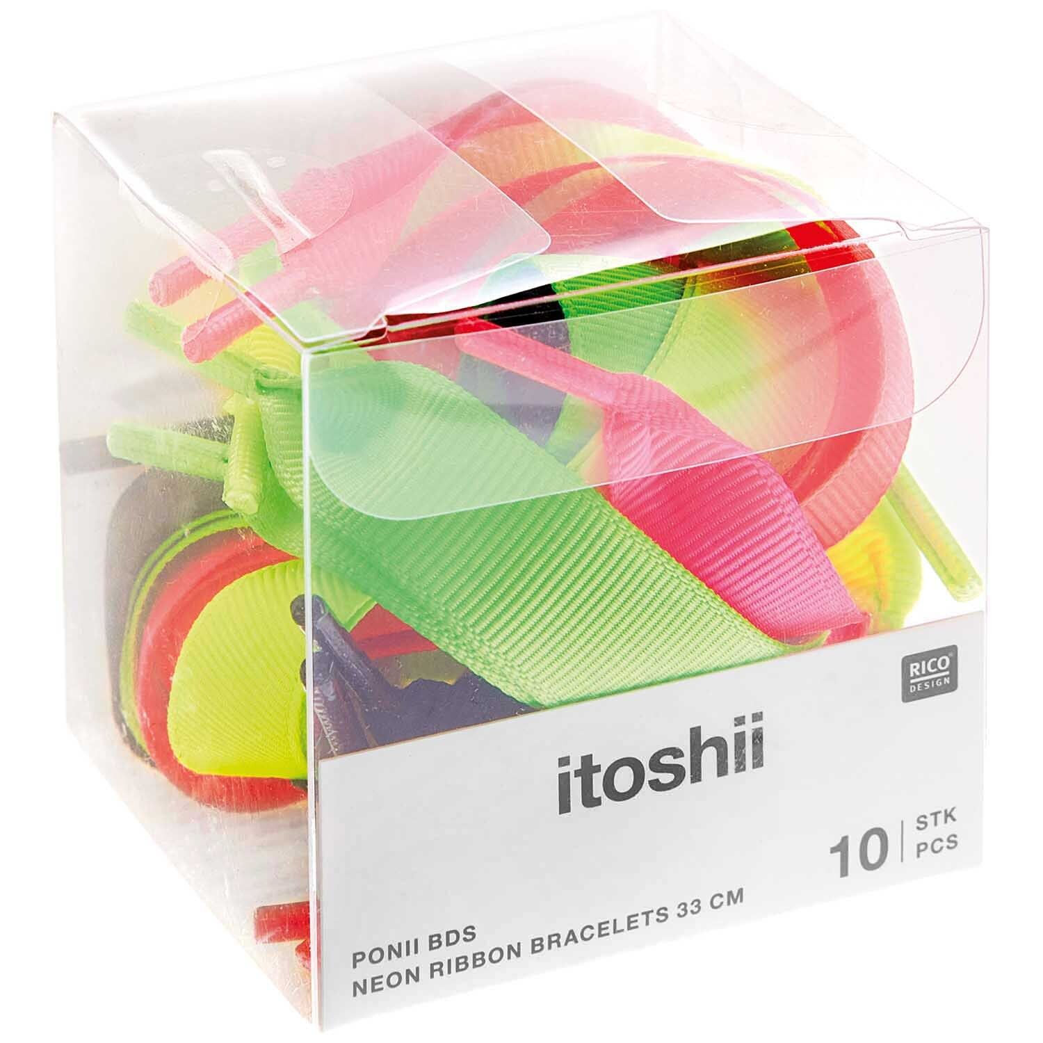 Ripsband Armbnder, Itoshii Ponii, 100% Polyester, 16 x 330 mm, 10 Stk, Neon Farben Bild 2