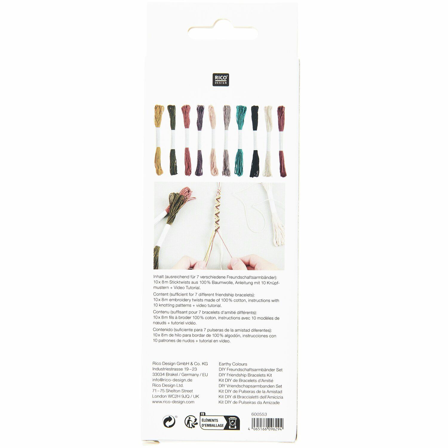 DIY Freundschaftsarmb�nder Set, 10 Farben je 8m, Earthy Colours Bild 2