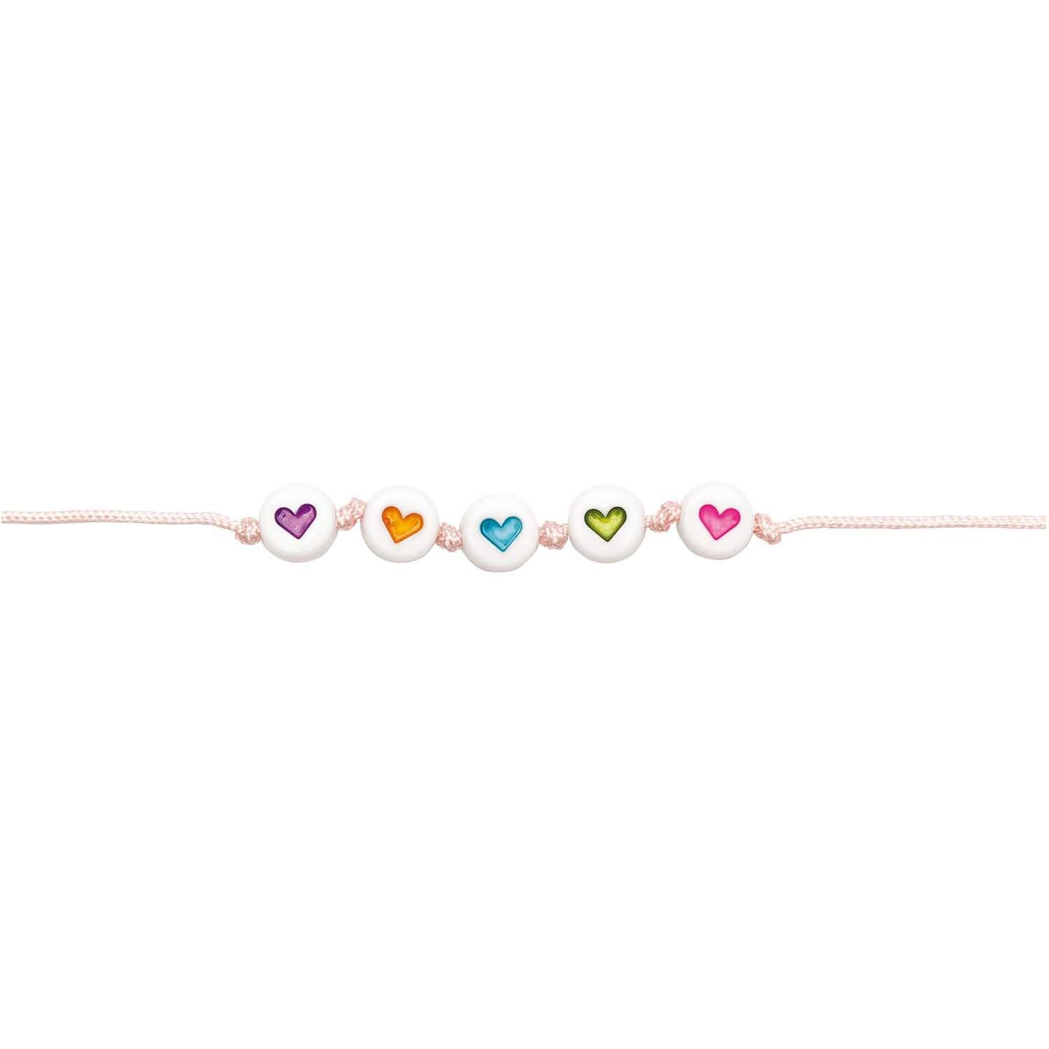 Kunststoff-Perlen, wei, rund, 7 x 4 mm, 165 Stk, Herzen Pastell Bild 2
