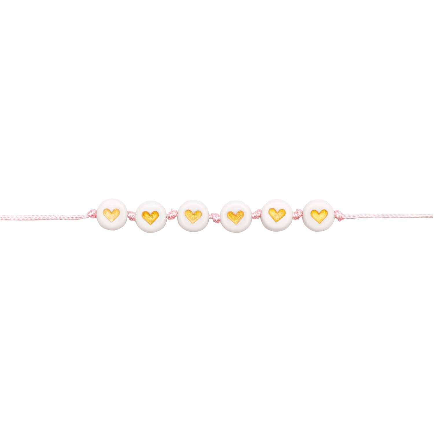 Kunststoff-Perlen, wei, rund, 7 x 4 mm, 165 Stk, Herzen Gold Bild 2