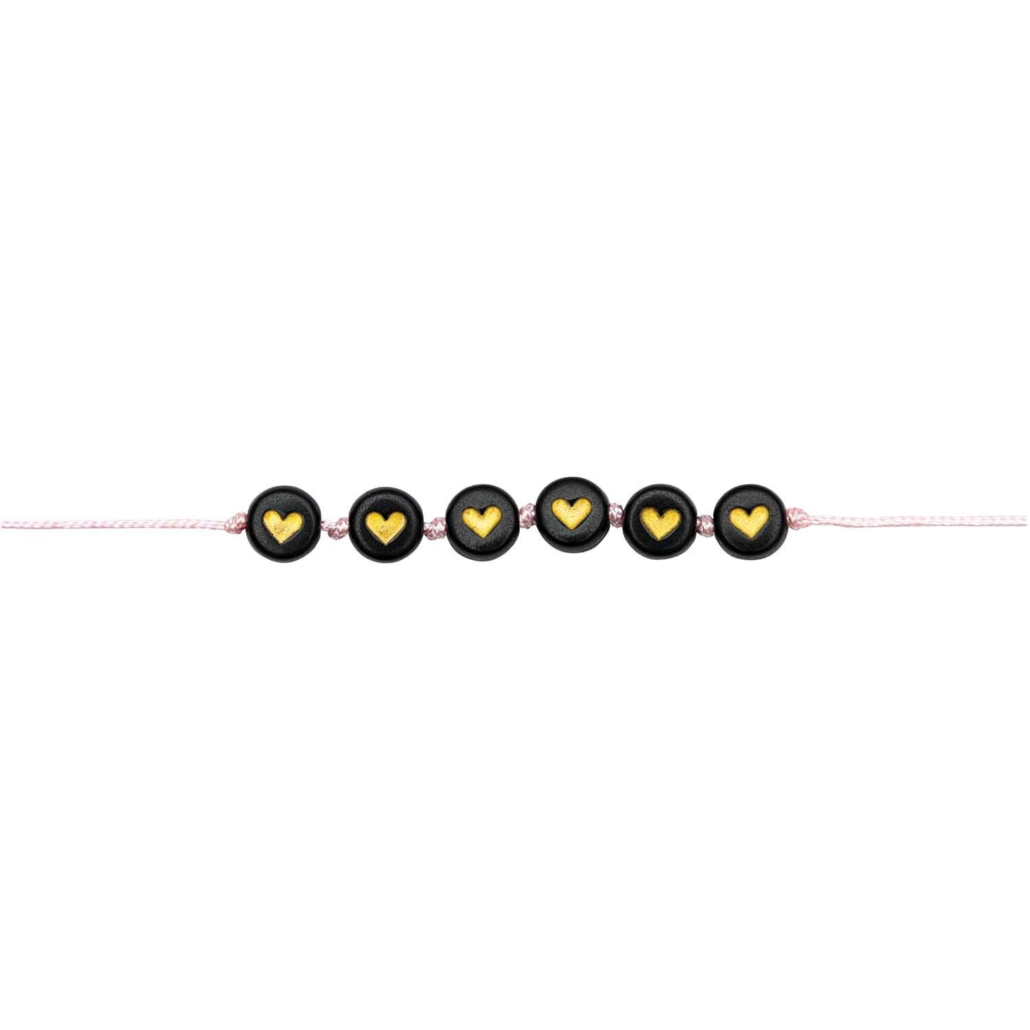 Kunststoff-Perlen, schwarz, rund, 7 x 4 mm, 165 Stk, Herzen Gold Bild 2