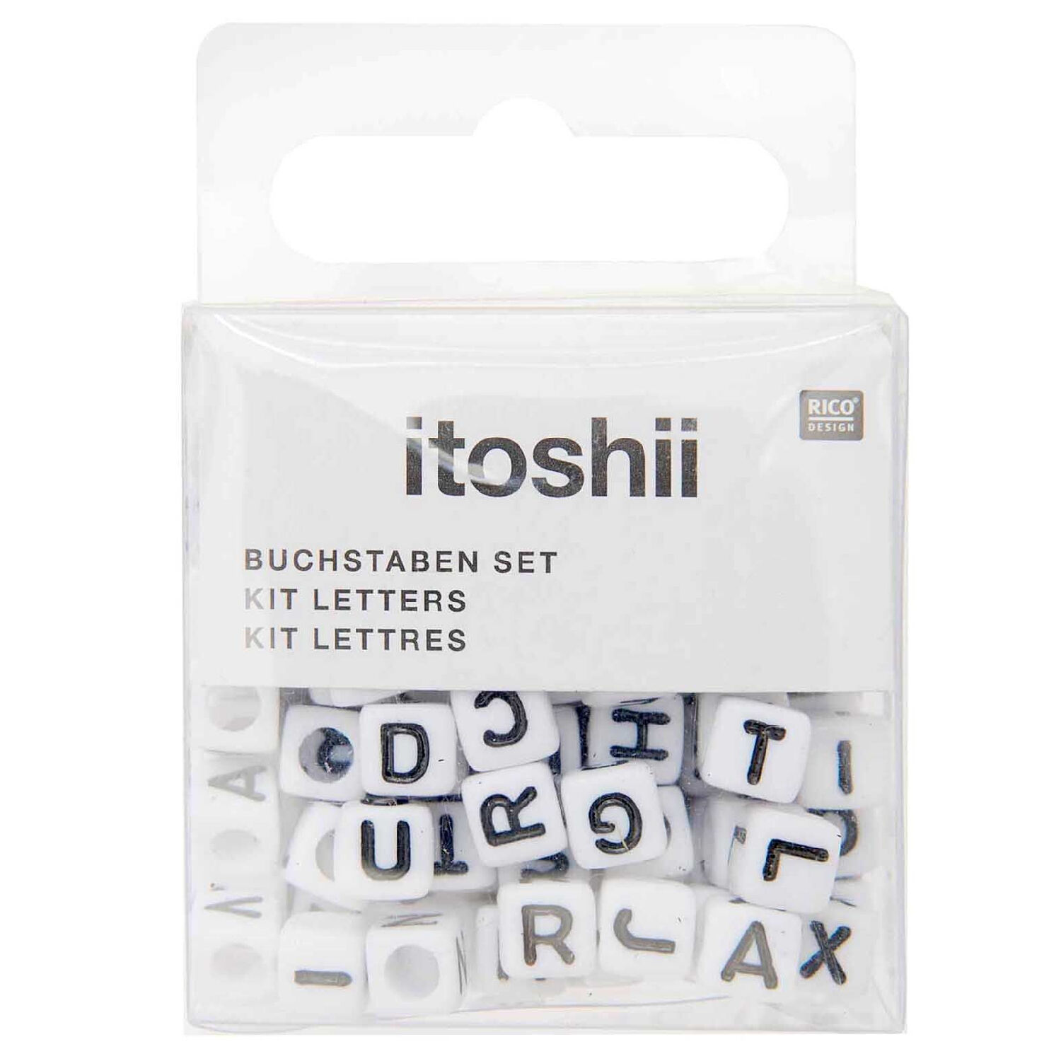 Kunststoff-Perlen, Itoshii, Buchstaben Mix, Wrfel, 6 x 6 x 6 mm, 99 Stk, Wei