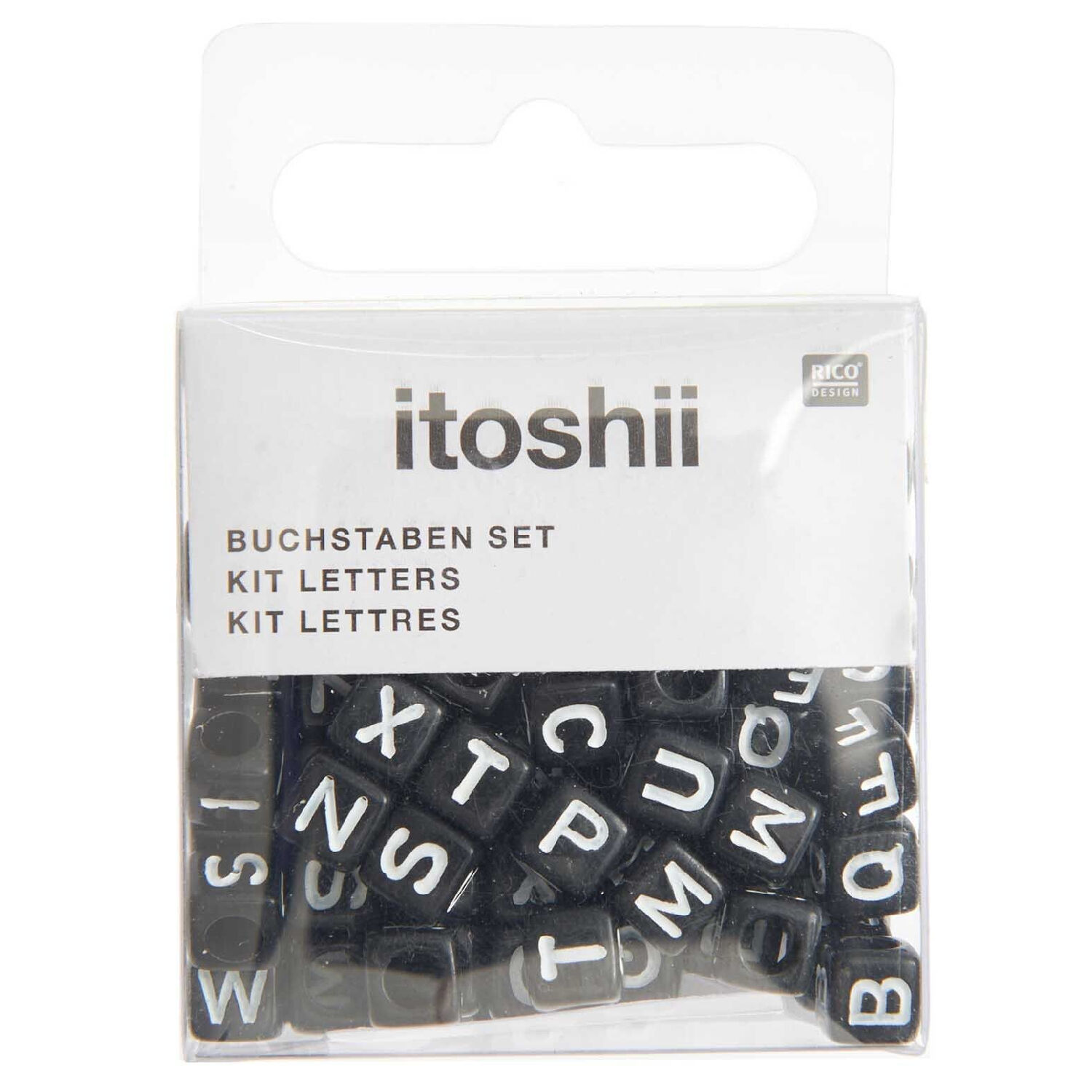 Kunststoff-Perlen, Itoshii, Buchstaben Mix, Wrfel, 6 x 6 x 6 mm, 99 Stk, Schwarz