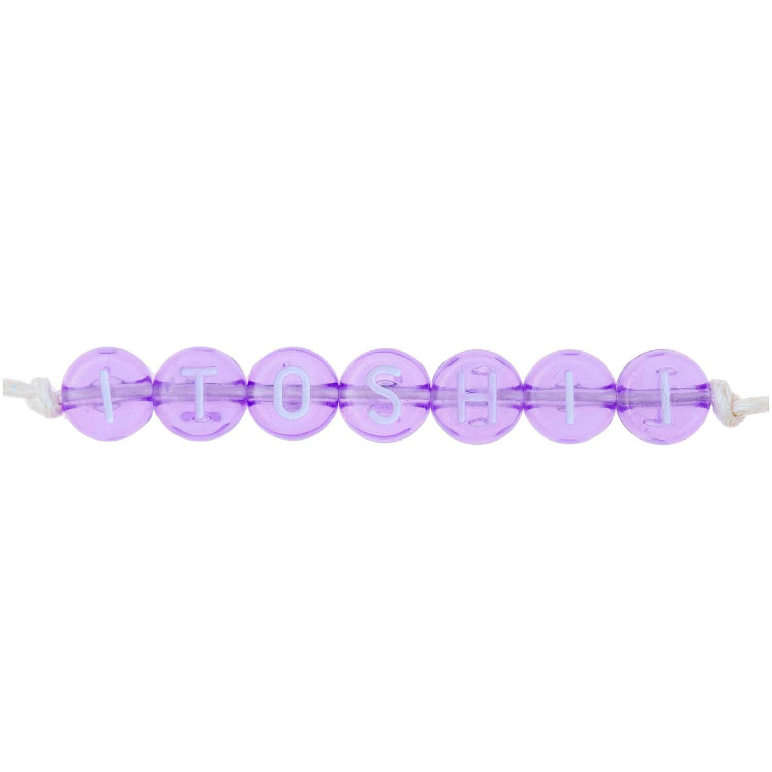 Kunststoff-Perlen Itoshii, Buchstaben, rund, transparent, 7 x 4 mm, 165 Stk, Flieder