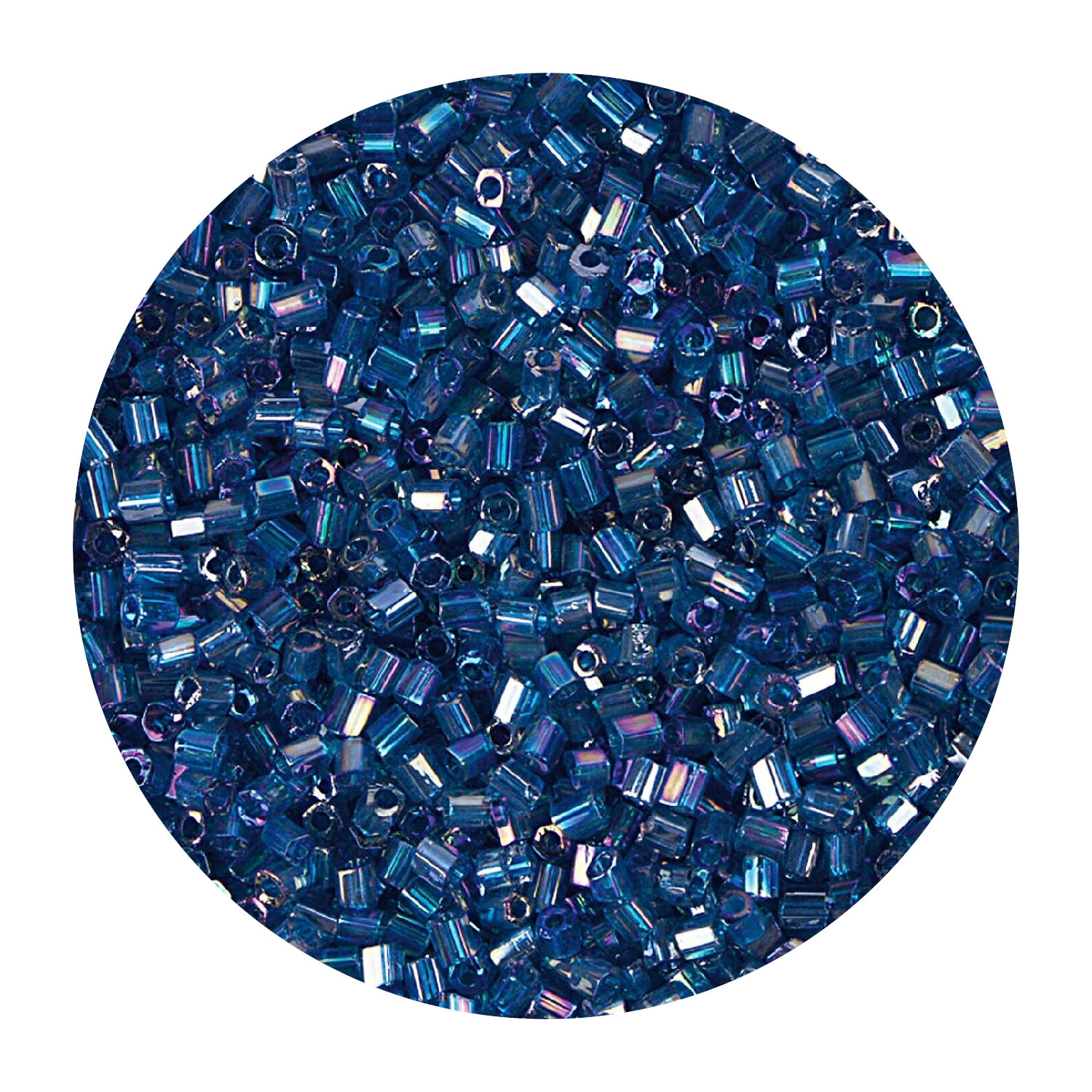 Rocailles-Perlen 2Cut, 2 mm, 14 g, Trkis mit Silbereinzug