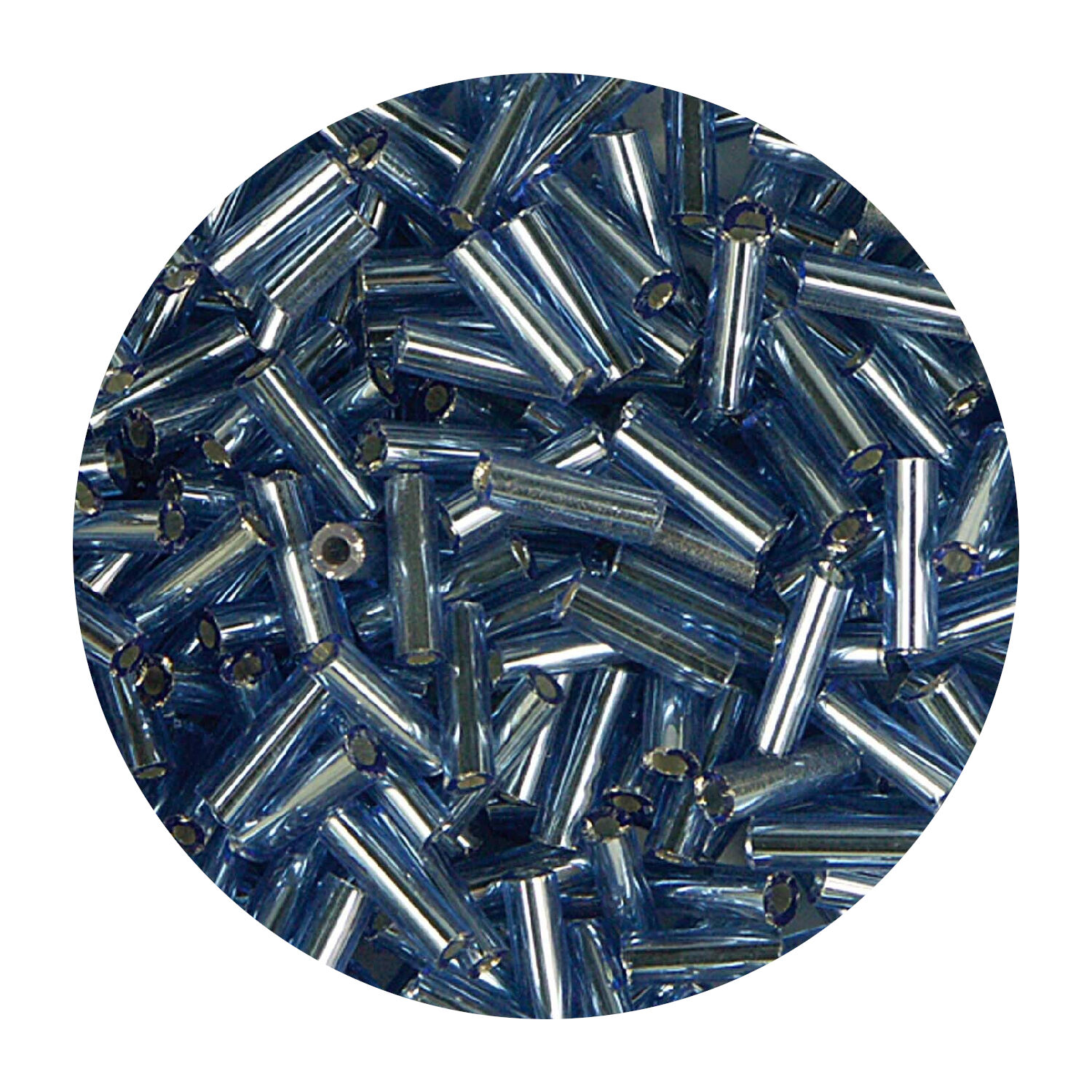 Rocailles-Perlen Stbchen, 6,75 mm, 14 g, Trkis mit Silbereinzug