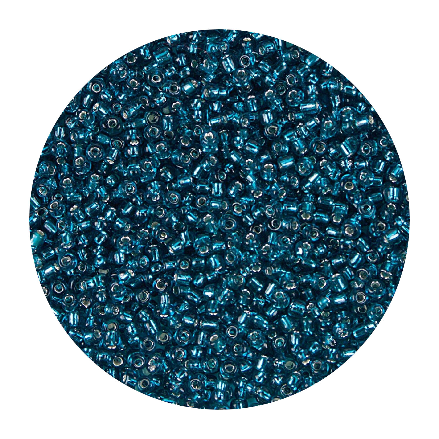 Rocailles-Perlen, 2 mm, 14 g, Petrol mit Silbereinzug