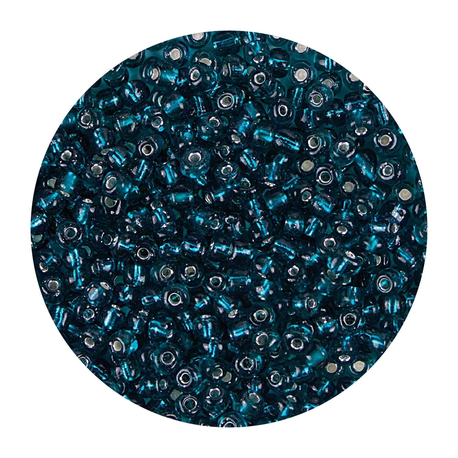 Rocailles-Perlen, 3,1 mm, 14 g, Petrol mit Silbereinzug