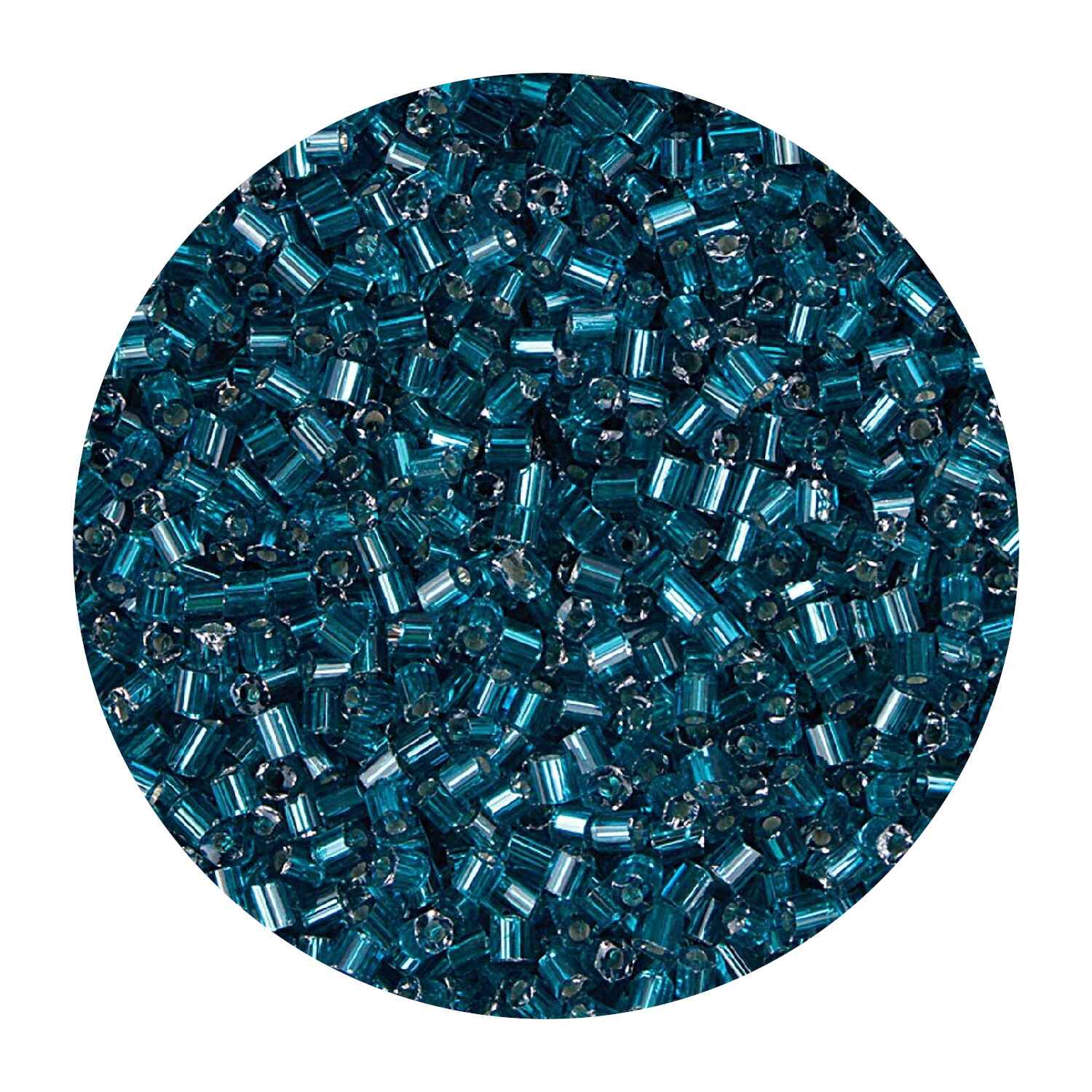 Rocailles-Perlen 2Cut, 2 mm, 14 g, Petrol mit Silbereinzug