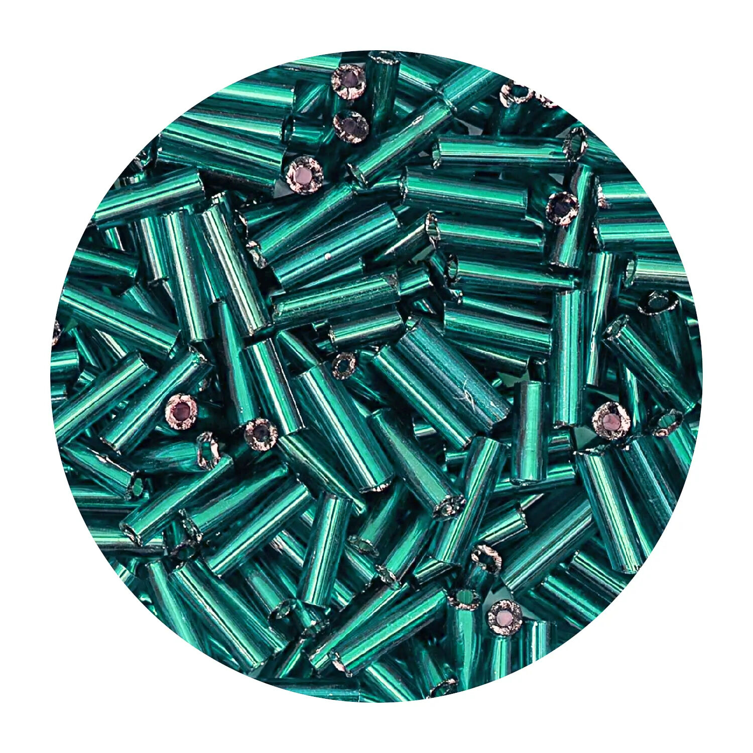 Rocailles-Perlen St�bchen, 6,75 mm, 14 g, Petrol Irisierend