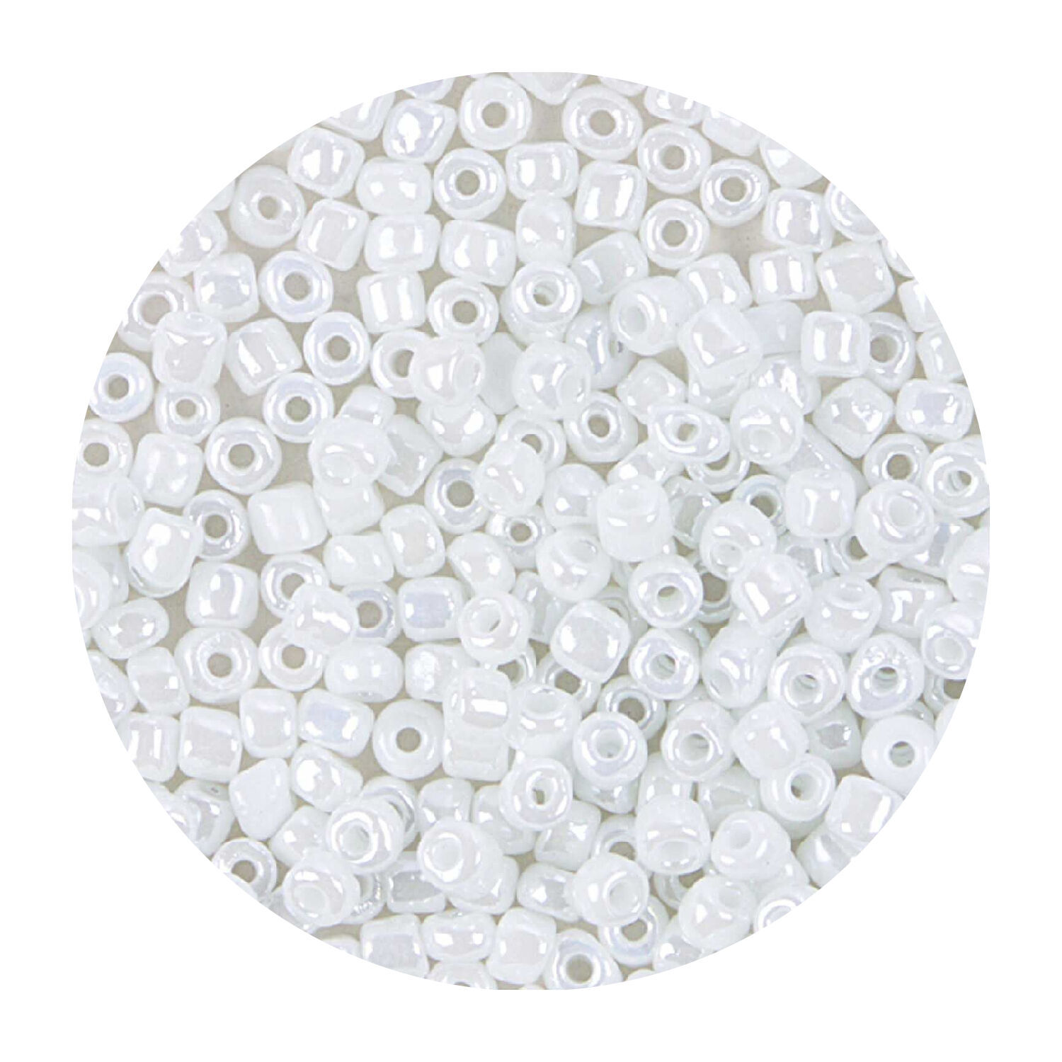 Rocailles-Perlen, 2 mm, 14 g, Wei Irisierend