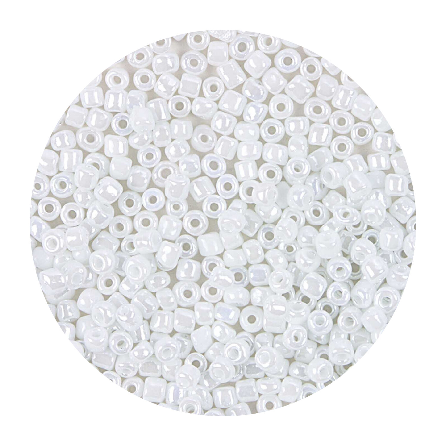 Rocailles-Perlen, 3,1 mm, 14 g, Wei Irisierend