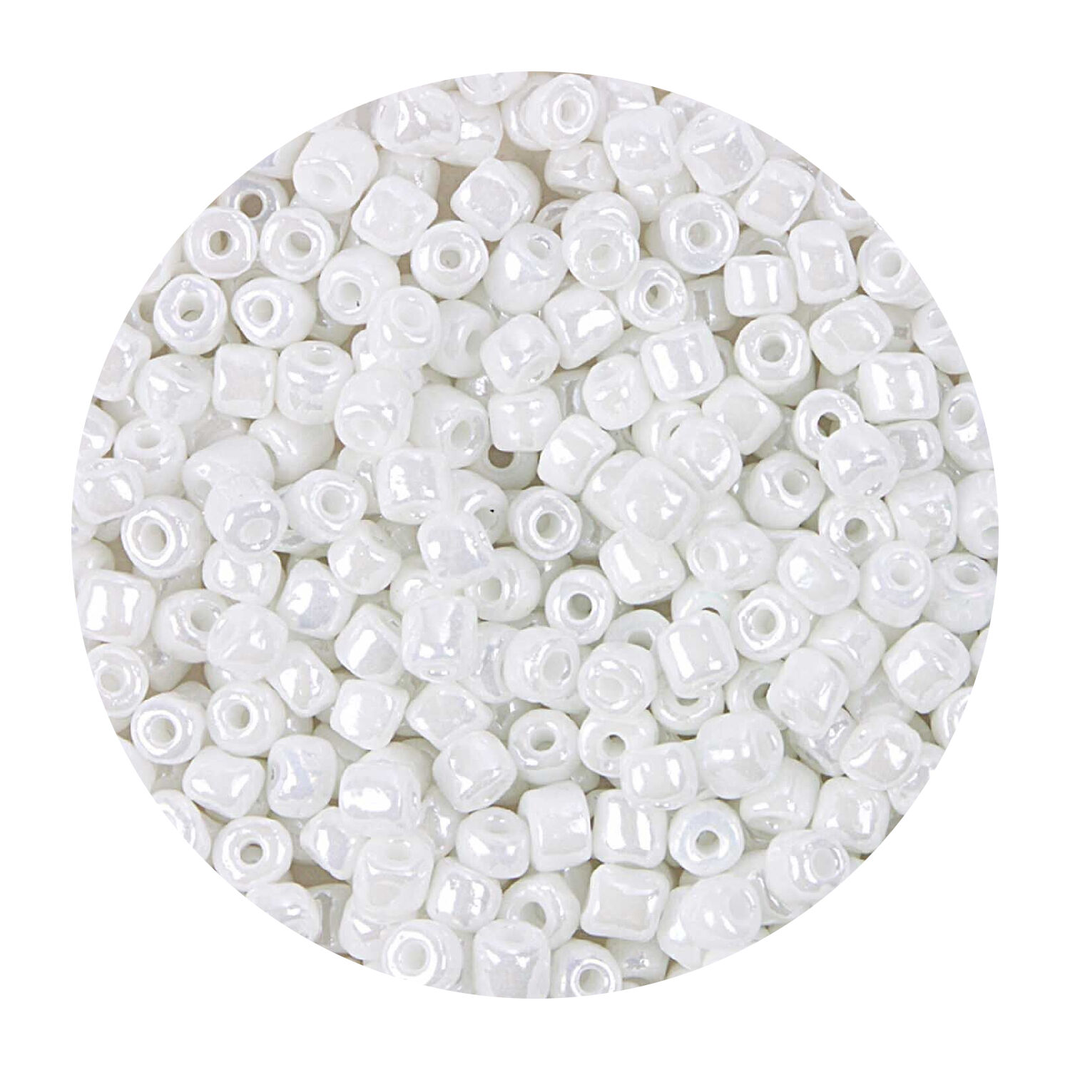Rocailles-Perlen, 4 mm, 14 g, Wei Irisierend