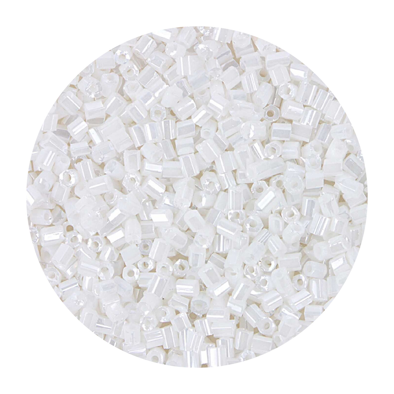 Rocailles-Perlen 2Cut, 2 mm, 14 g, Wei Irisierend