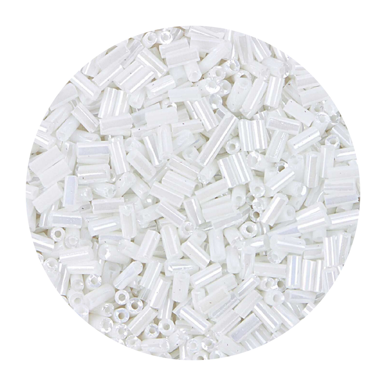 Rocailles-Perlen Stbchen, 6,75 mm, 14 g, Wei Irisierend