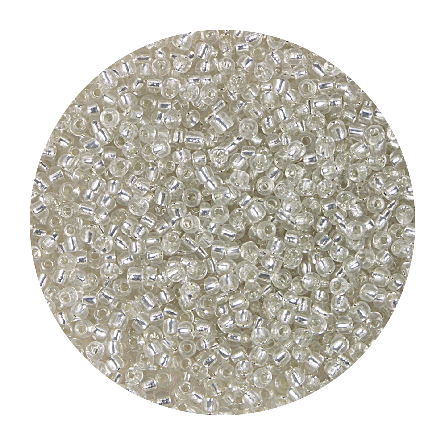 Rocailles-Perlen, 2 mm, 14 g, Transparent mit Silbereinzug