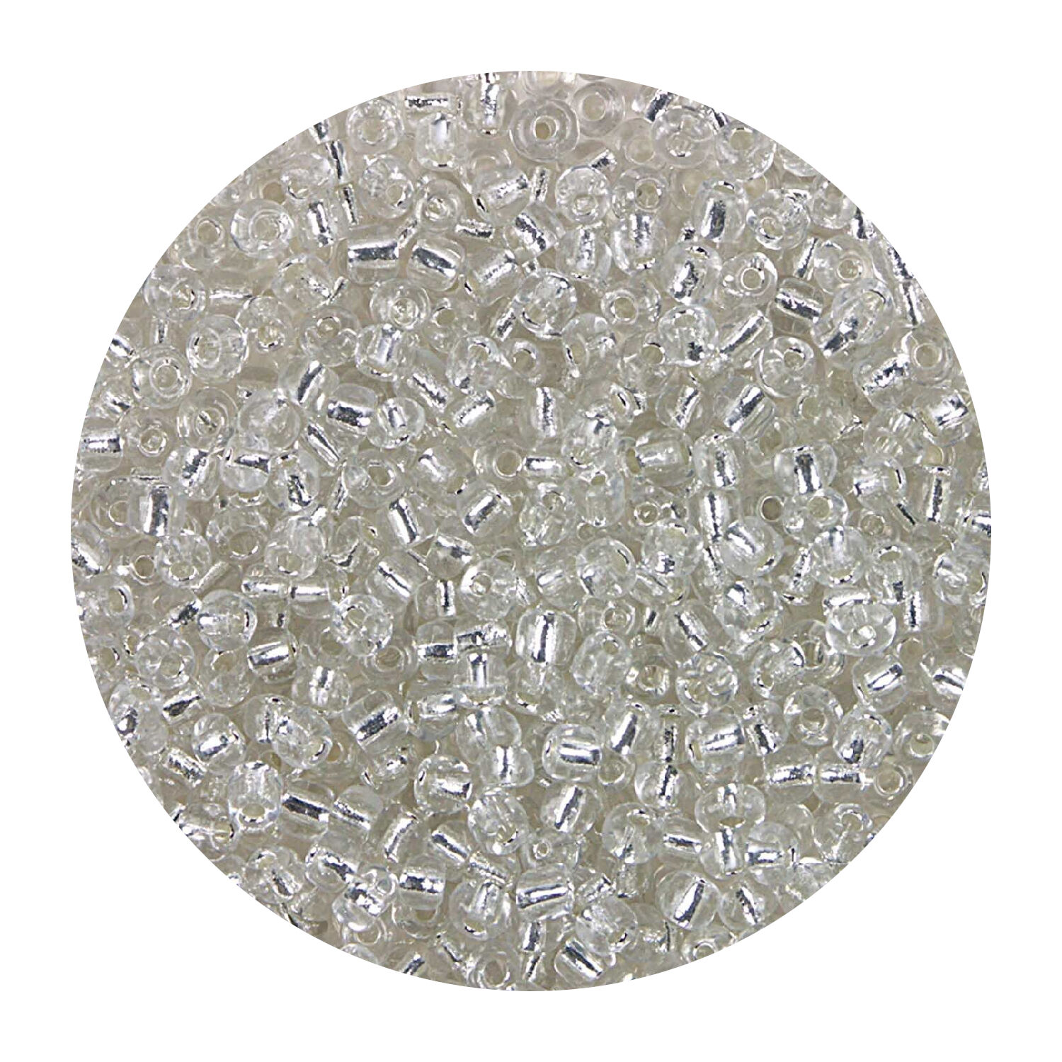 Rocailles-Perlen, 3,1 mm, 14 g, Transparent mit Silbereinzug