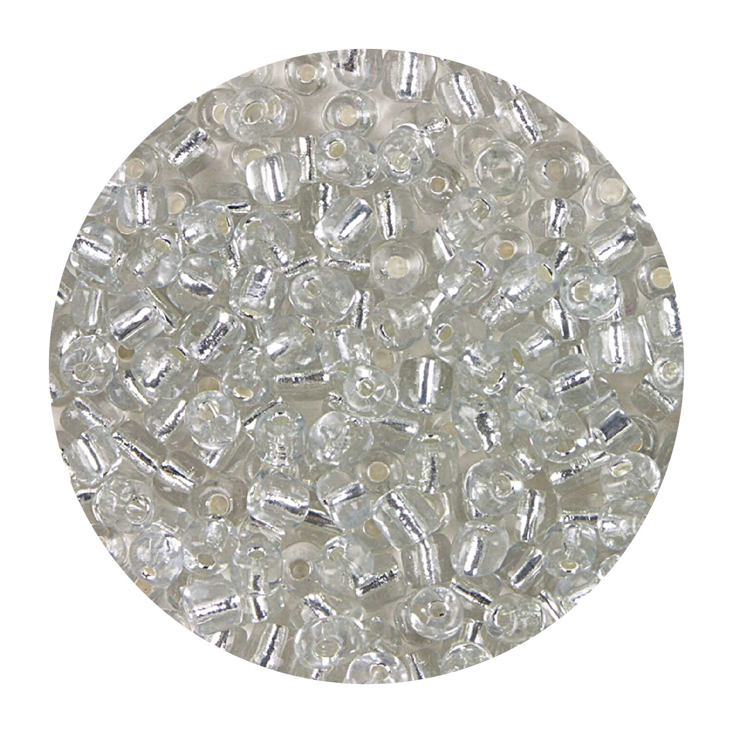 Rocailles-Perlen, 4 mm, 14 g, Transparent mit Silbereinzug