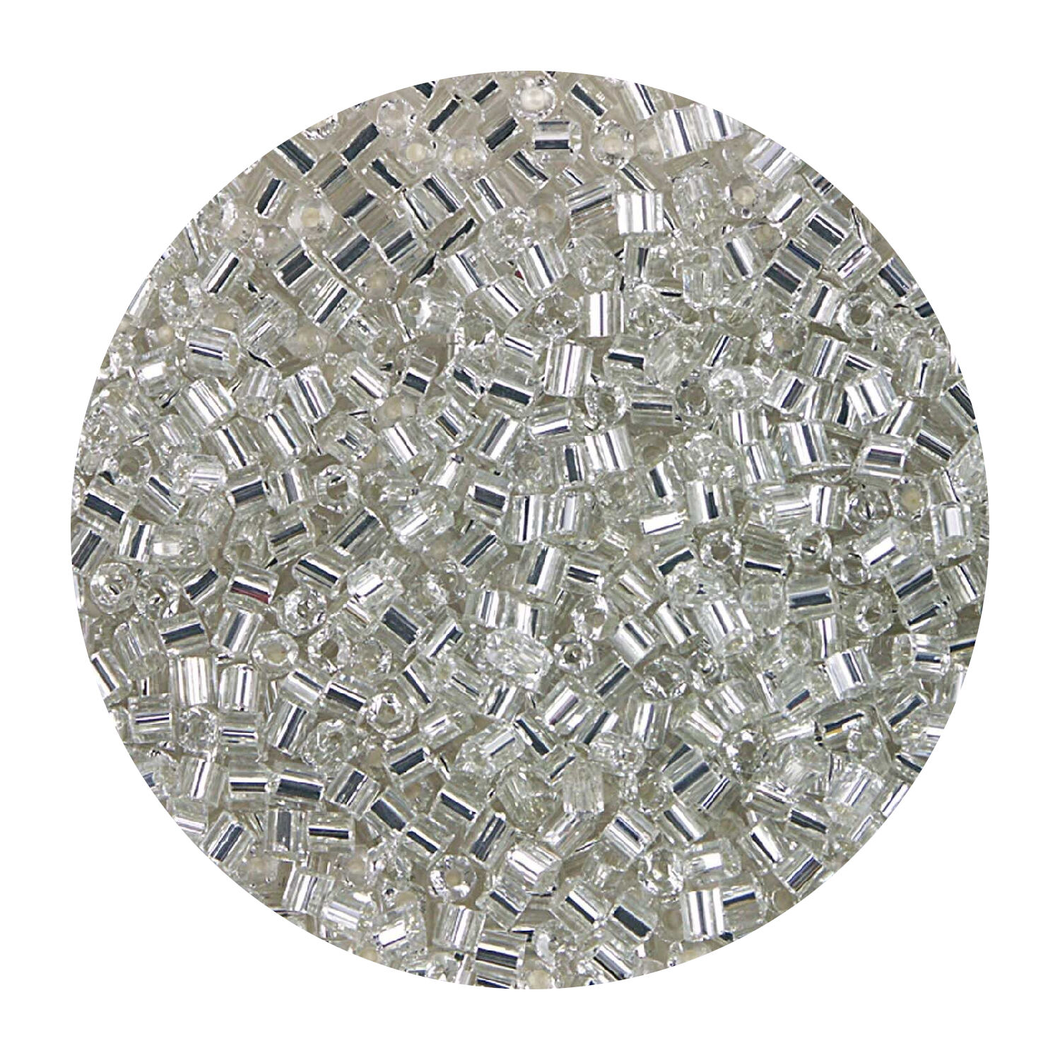 Rocailles-Perlen 2Cut, 2 mm, 14 g, Transparent mit Silbereinzug