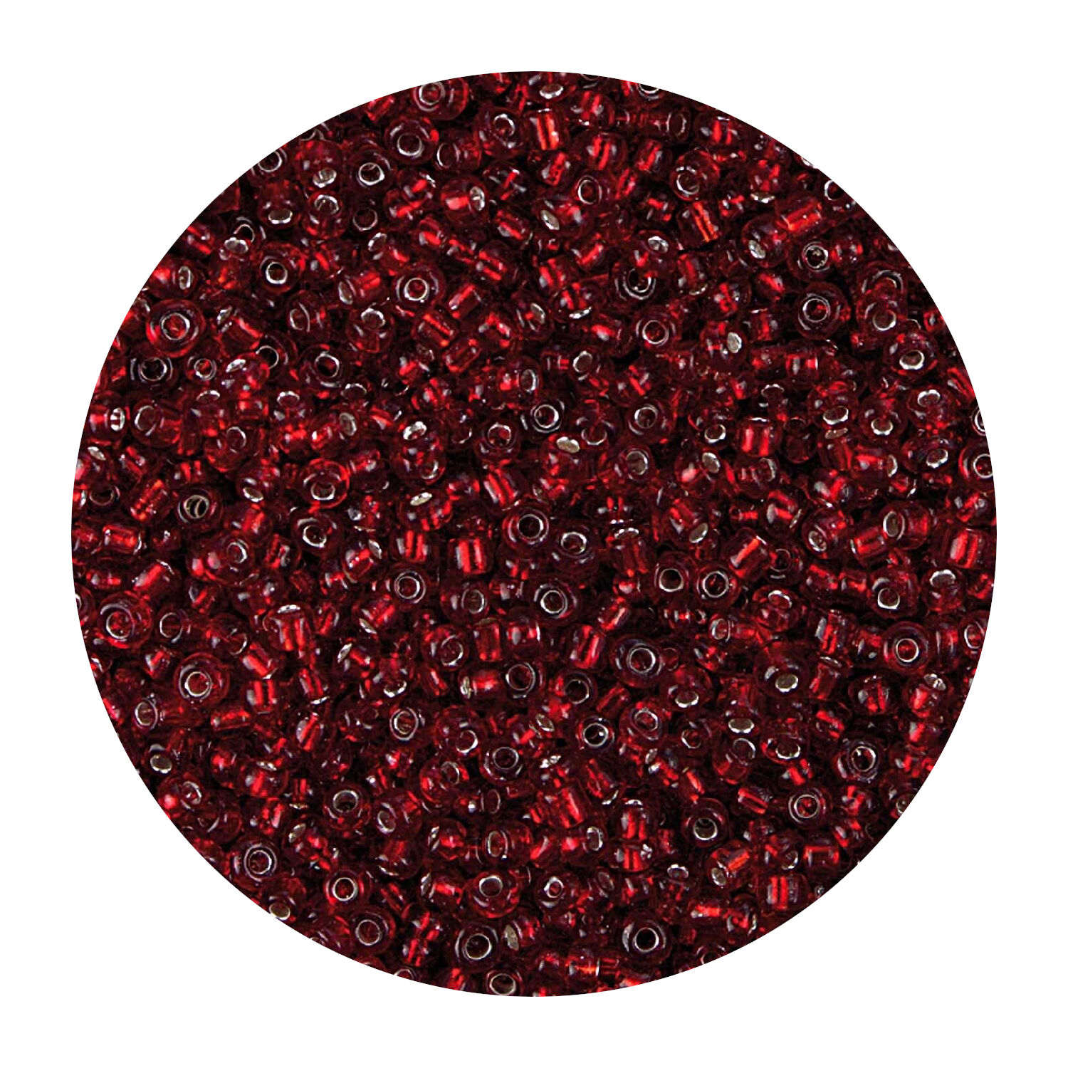Rocailles-Perlen, 2 mm, 14 g, Rot mit Silbereinzug