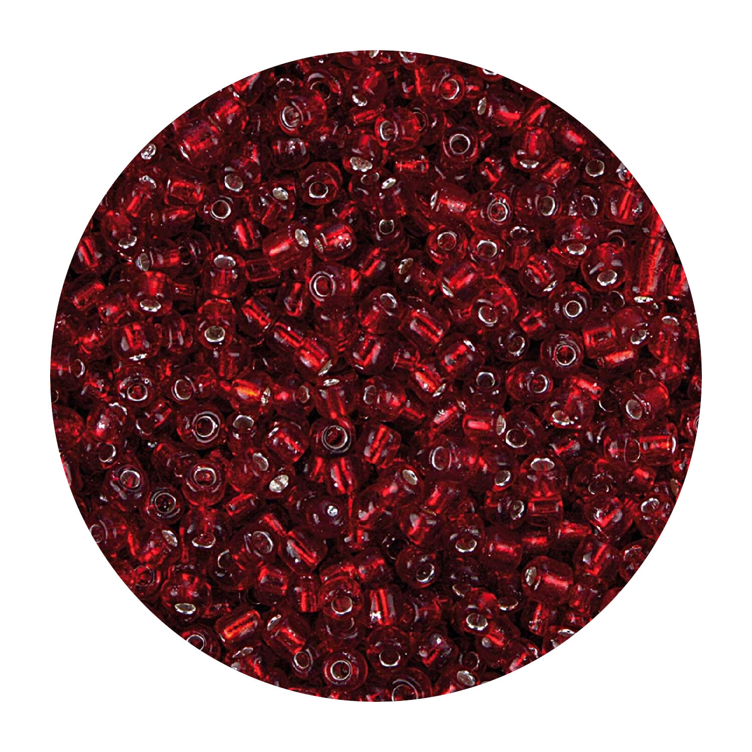 Rocailles-Perlen, 3,1 mm, 14 g, Rot mit Silbereinzug