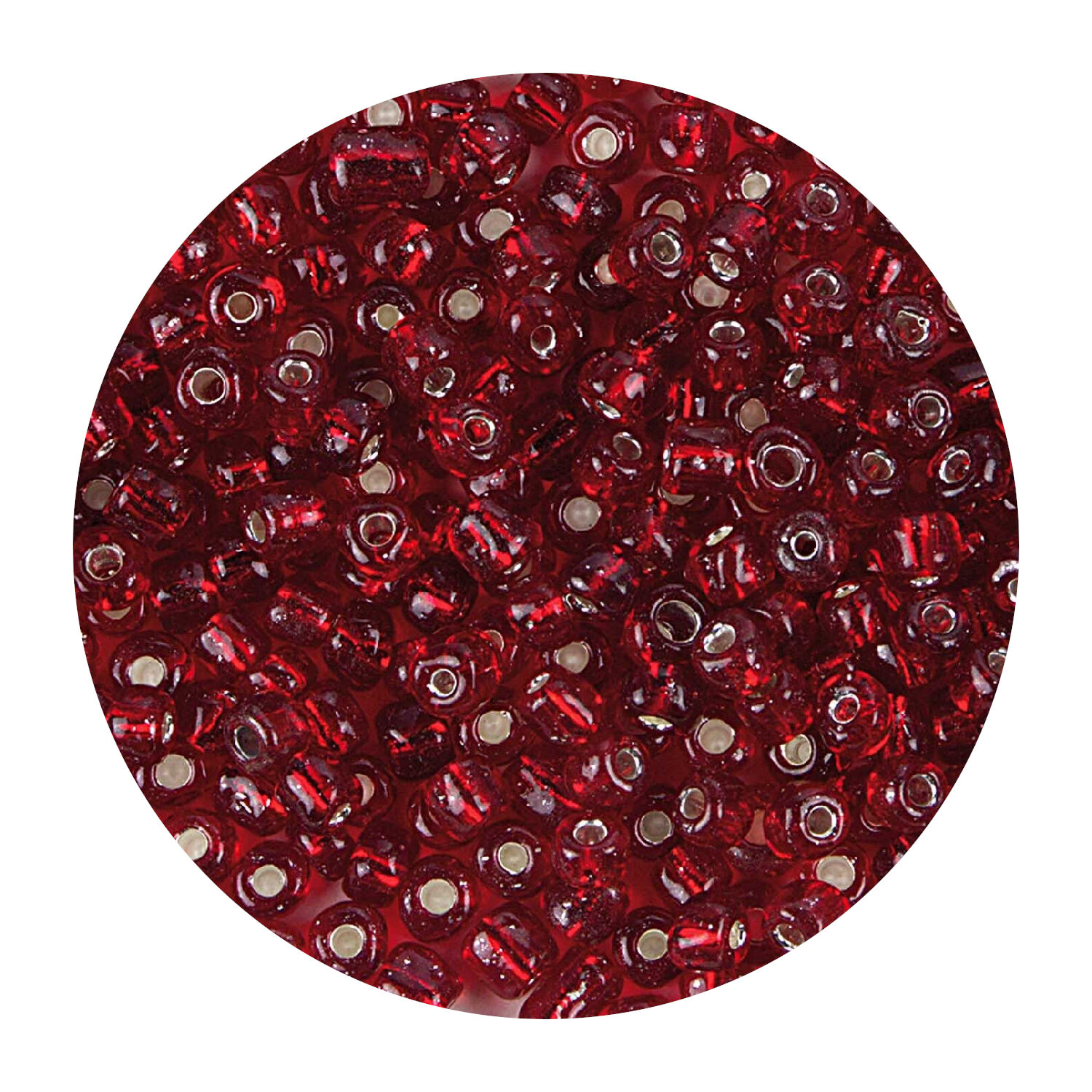 Rocailles-Perlen, 4 mm, 14 g, Rot mit Silbereinzug