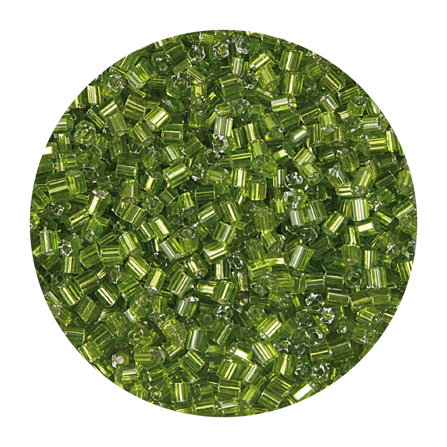 Rocailles-Perlen 2Cut, 2 mm, 14 g, Pistazie mit Silbereinzug