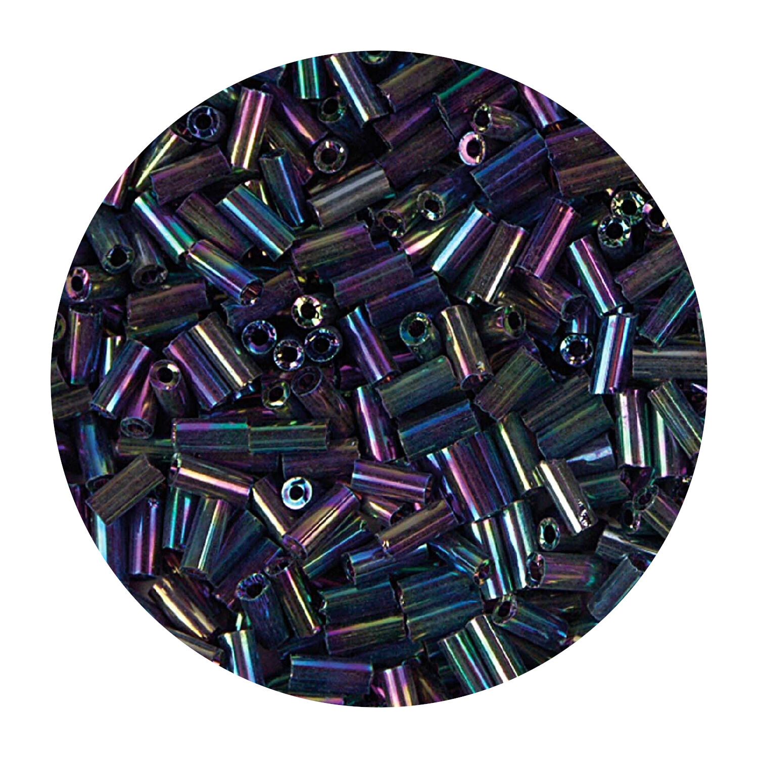 Rocailles-Perlen Stbchen, 6,75 mm, 14 g, Brombeer Regenbogen Matt
