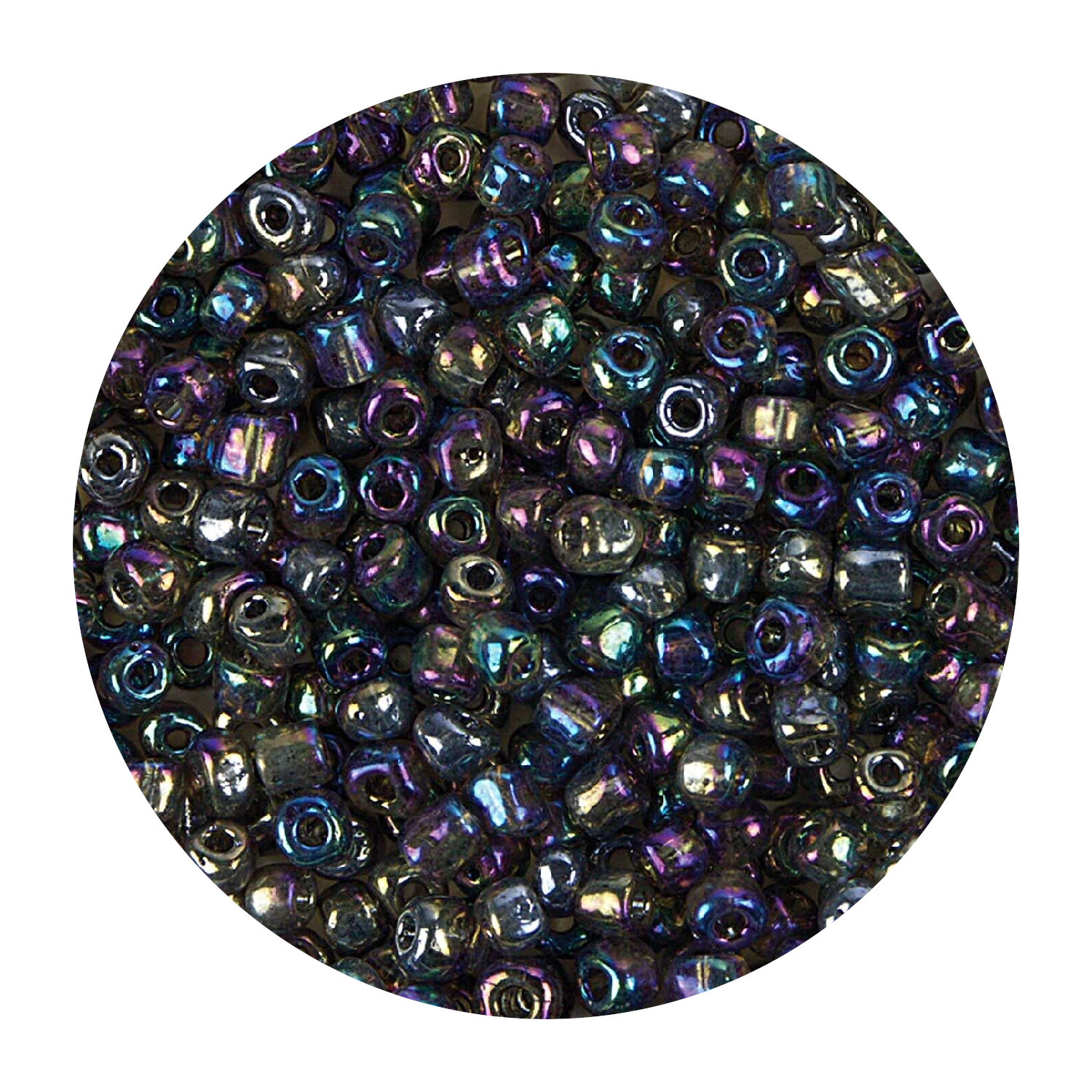 Rocailles-Perlen, 4 mm, 14 g, Oliv Regenbogen