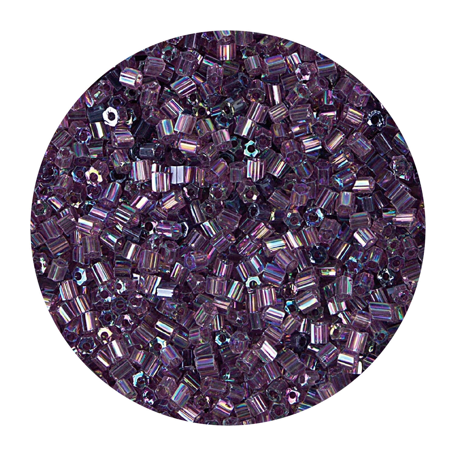 Rocailles-Perlen 2Cut, 2 mm, 14 g, Flieder Regenbogen
