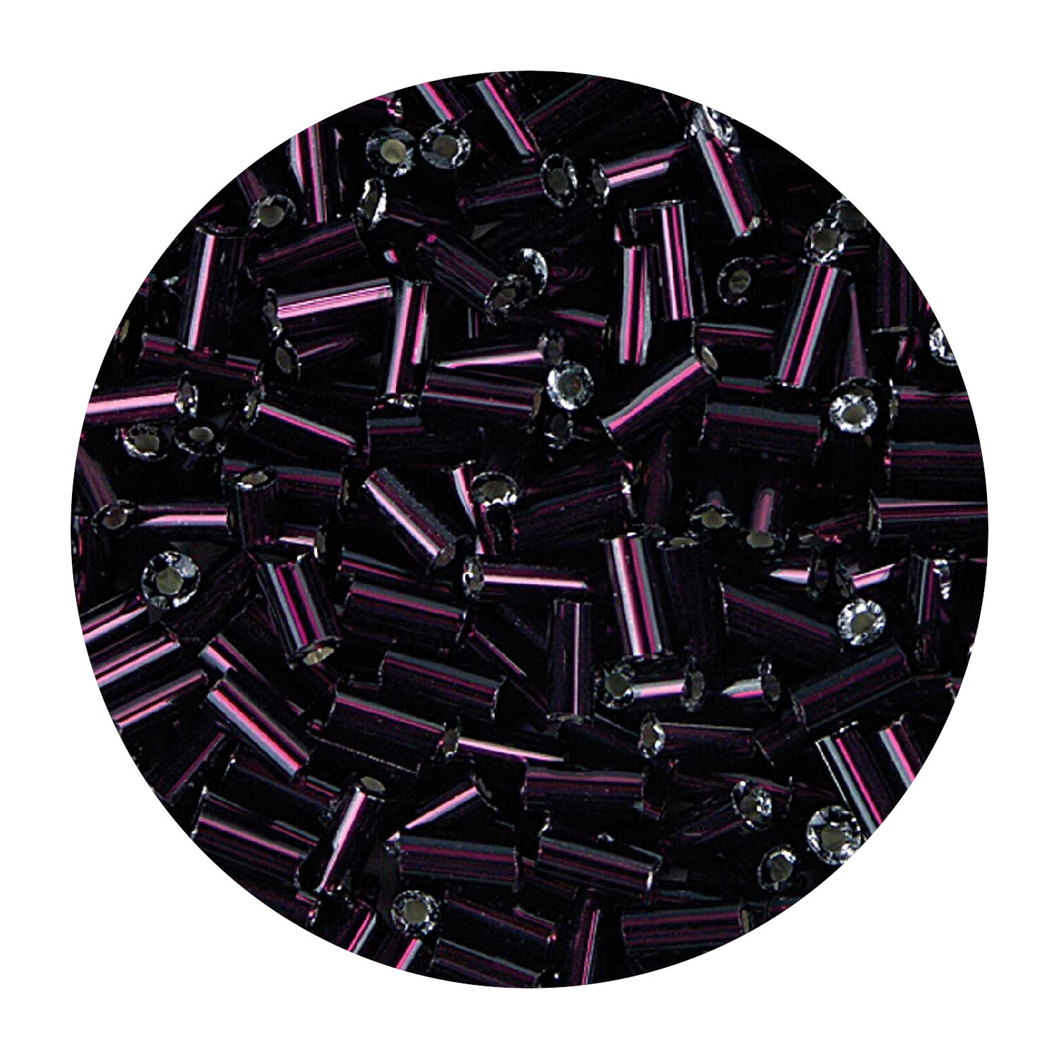 Rocailles-Perlen Stbchen, 6,75 mm, 14 g, Brombeer mit Silbereinzug