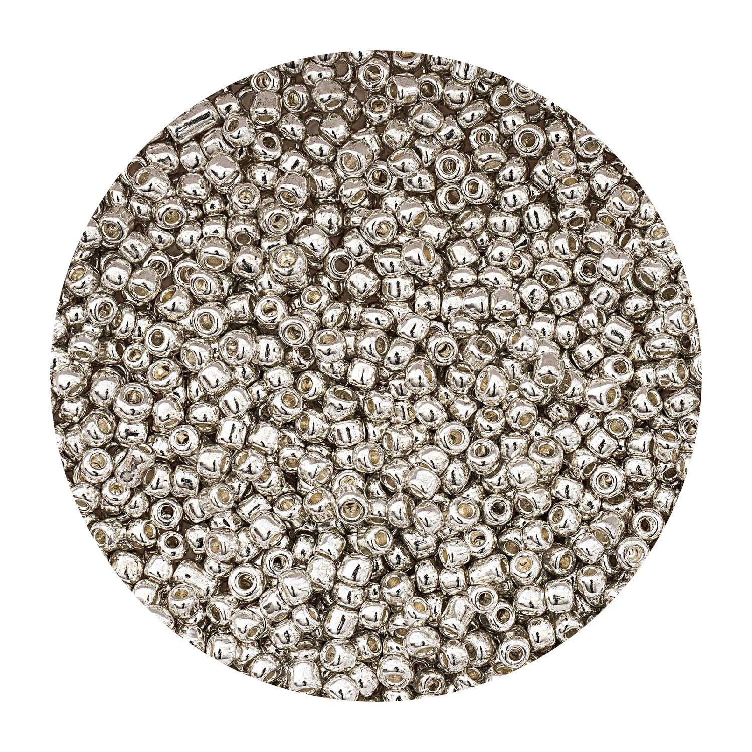 Rocailles-Perlen, 2 mm, 14 g, Silber Metallic