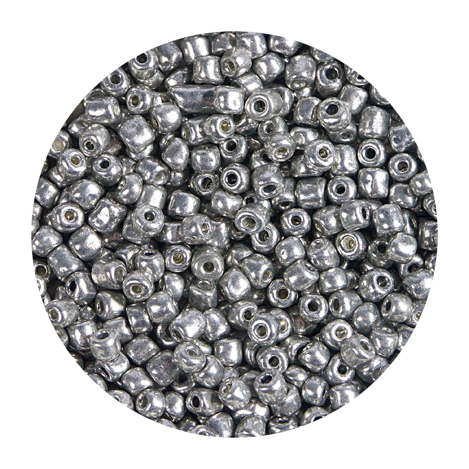 Rocailles-Perlen, 4 mm, 14 g, Silber Metallic